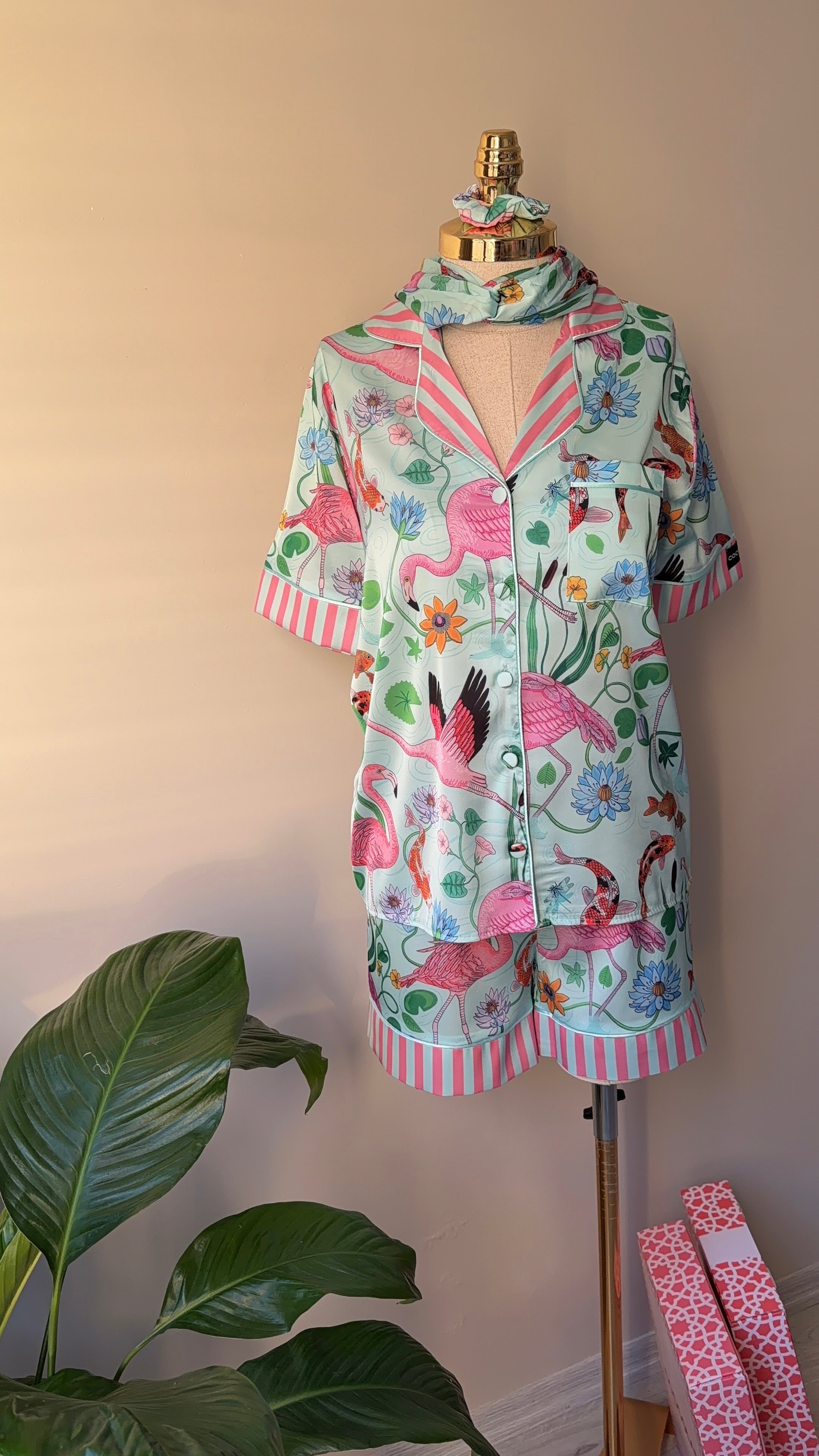 4 Parça Premium Saten Pijama Seti | Toka & Bandana Dahil ✨