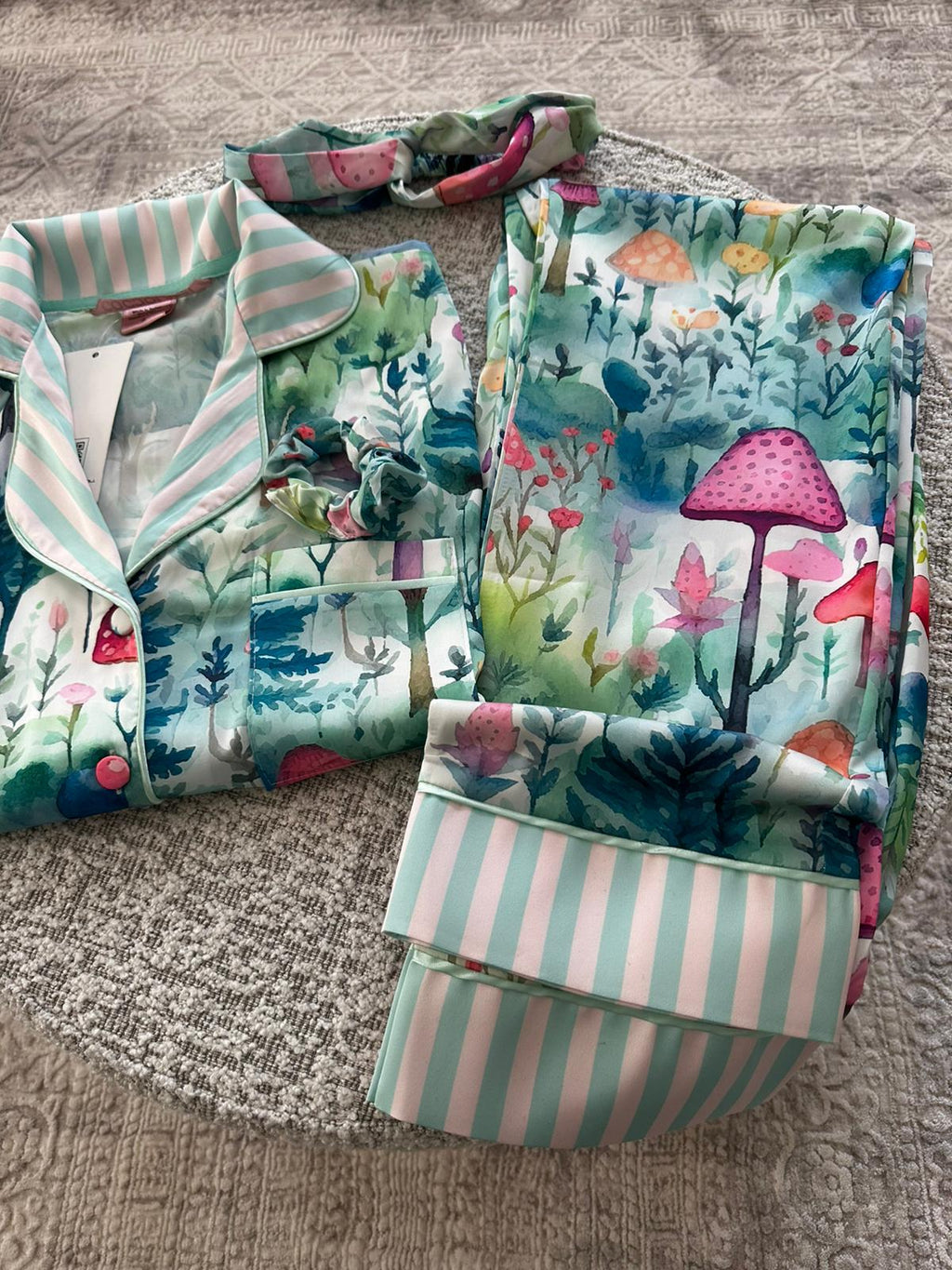 4 Parça Premium Saten Pijama Seti | Toka & Bandana Dahil ✨