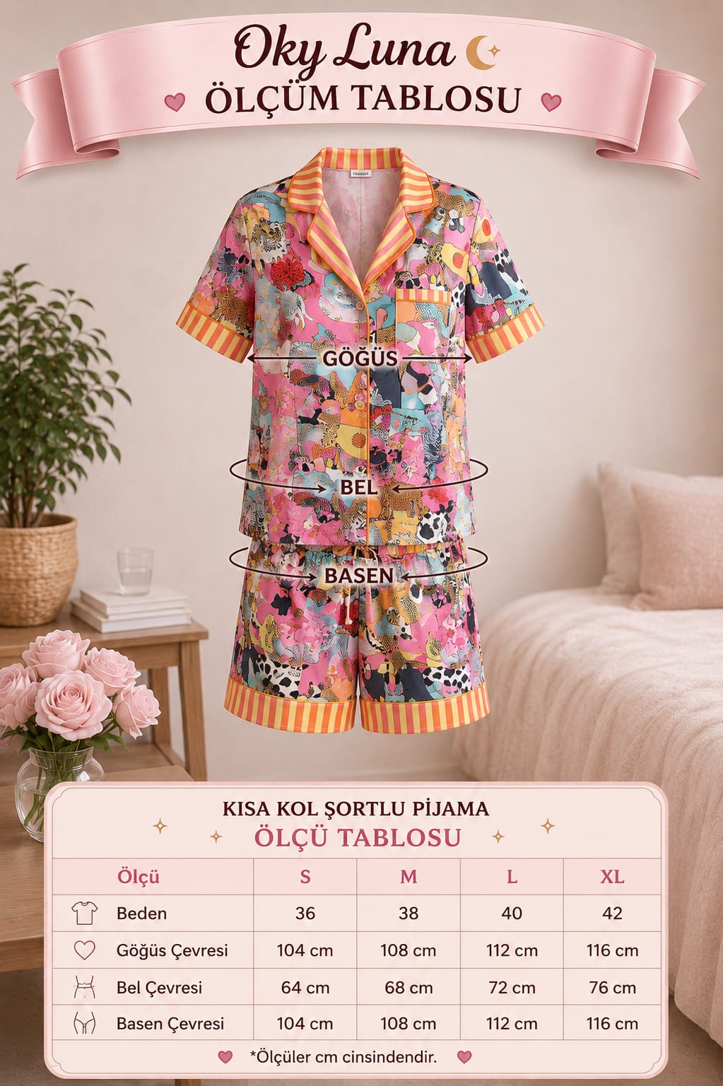 4 Parça Premium Saten Pijama Seti | Toka & Bandana Dahil ✨