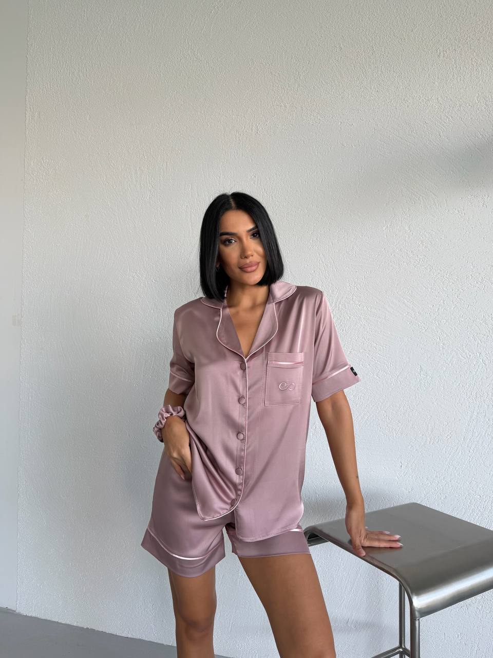 4 Parça Premium Saten Pijama Seti | Toka & Bandana Dahil ✨