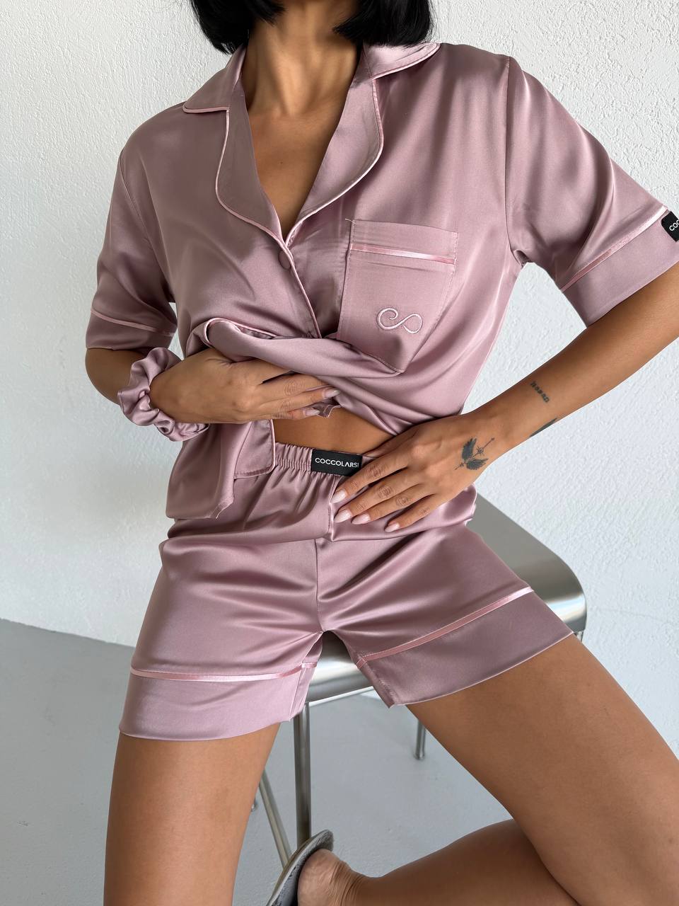 4 Parça Premium Saten Pijama Seti | Toka & Bandana Dahil ✨