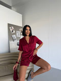 4 Parça Premium Saten Pijama Seti | Toka & Bandana Dahil ✨