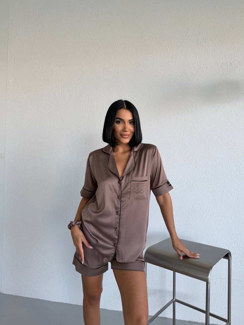 4 Parça Premium Saten Pijama Seti | Toka & Bandana Dahil ✨