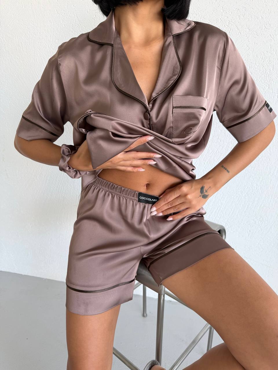 4 Parça Premium Saten Pijama Seti | Toka & Bandana Dahil ✨