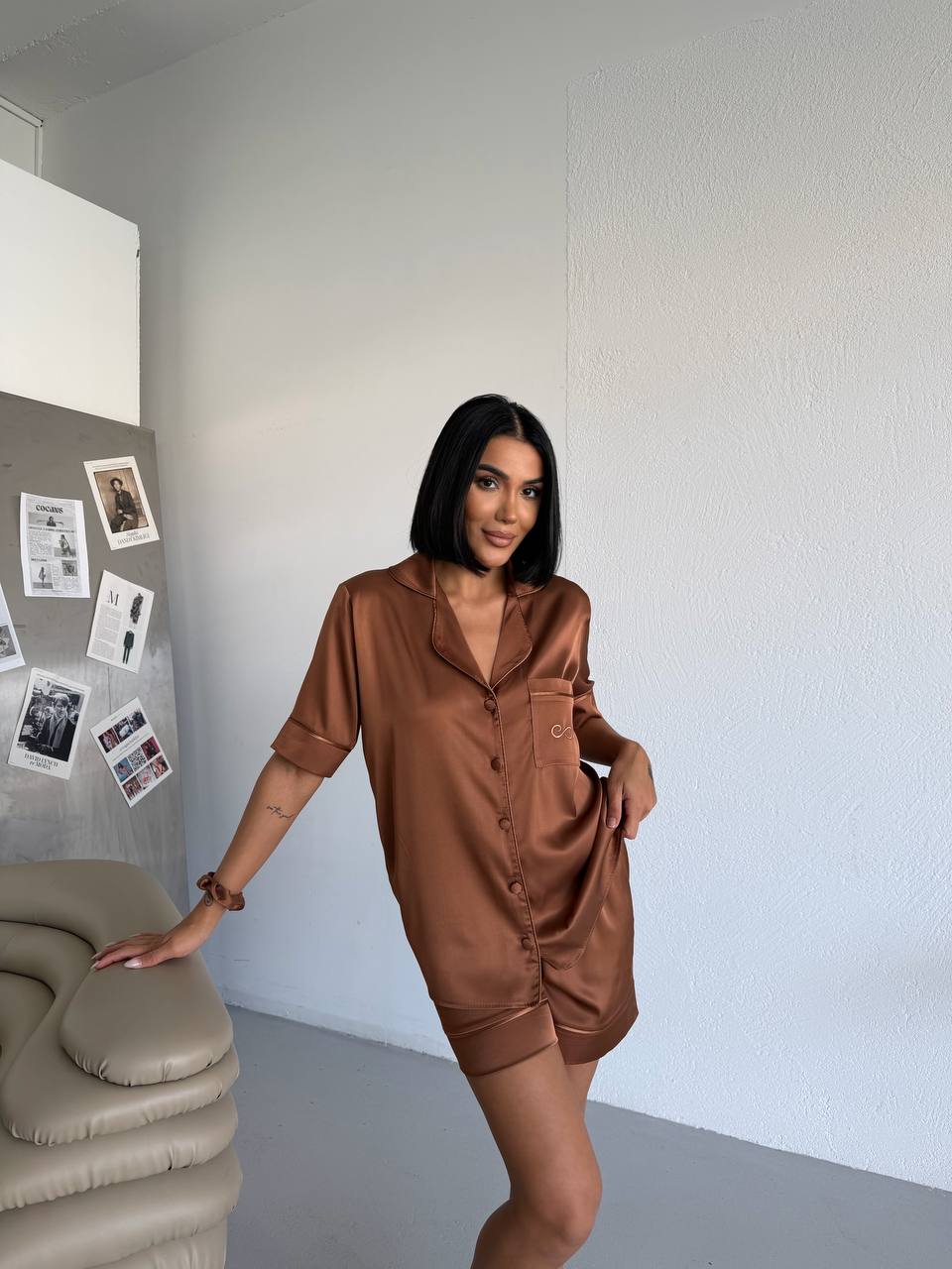 4 Parça Premium Saten Pijama Seti | Toka & Bandana Dahil ✨