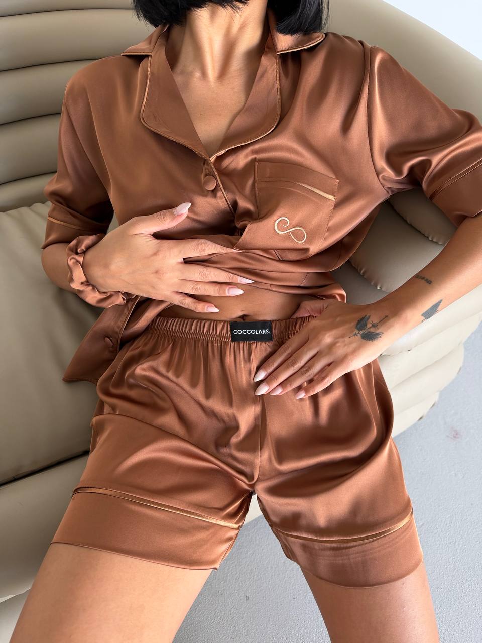 4 Parça Premium Saten Pijama Seti | Toka & Bandana Dahil ✨