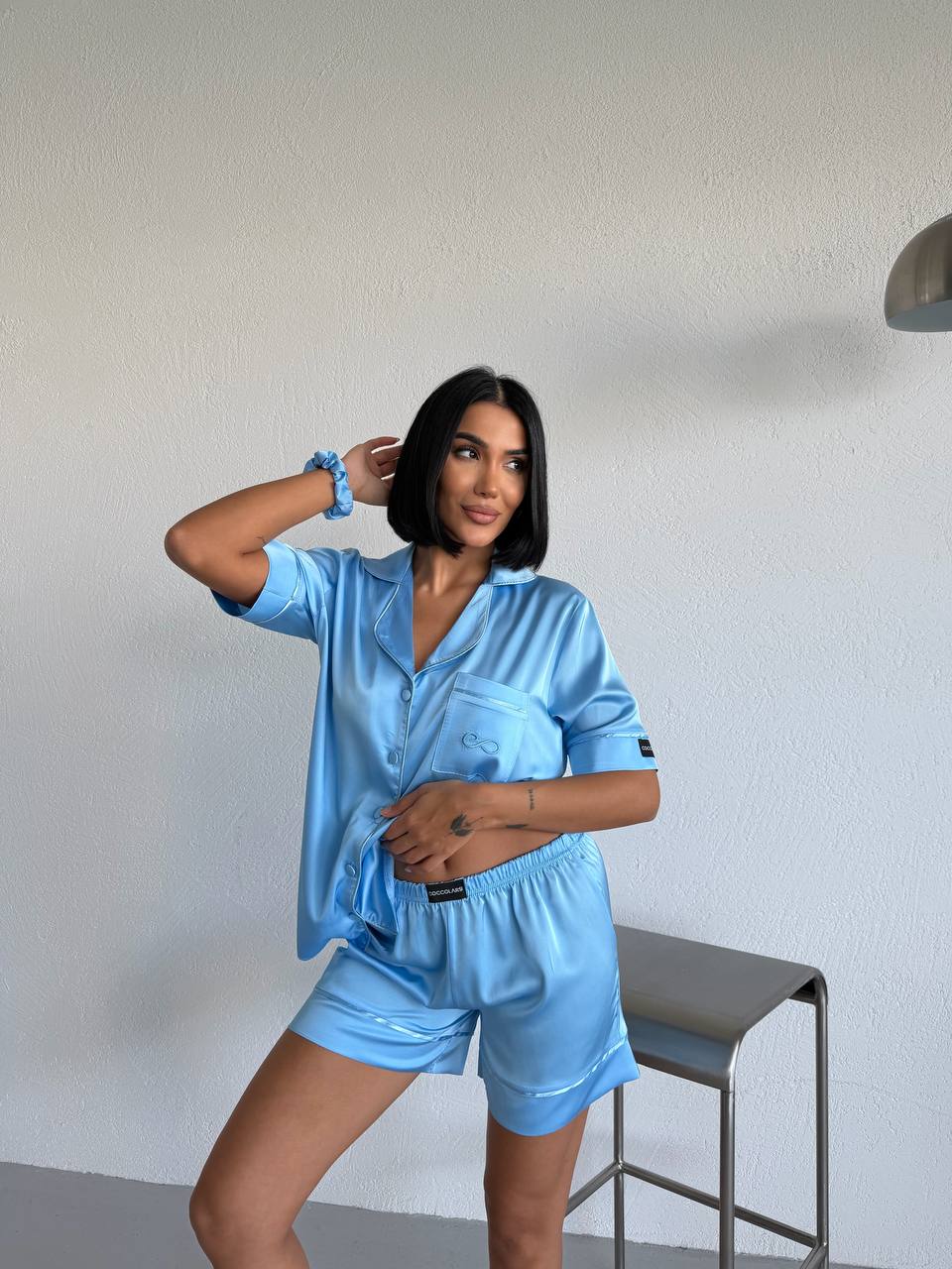 4 Parça Premium Saten Pijama Seti | Toka & Bandana Dahil ✨