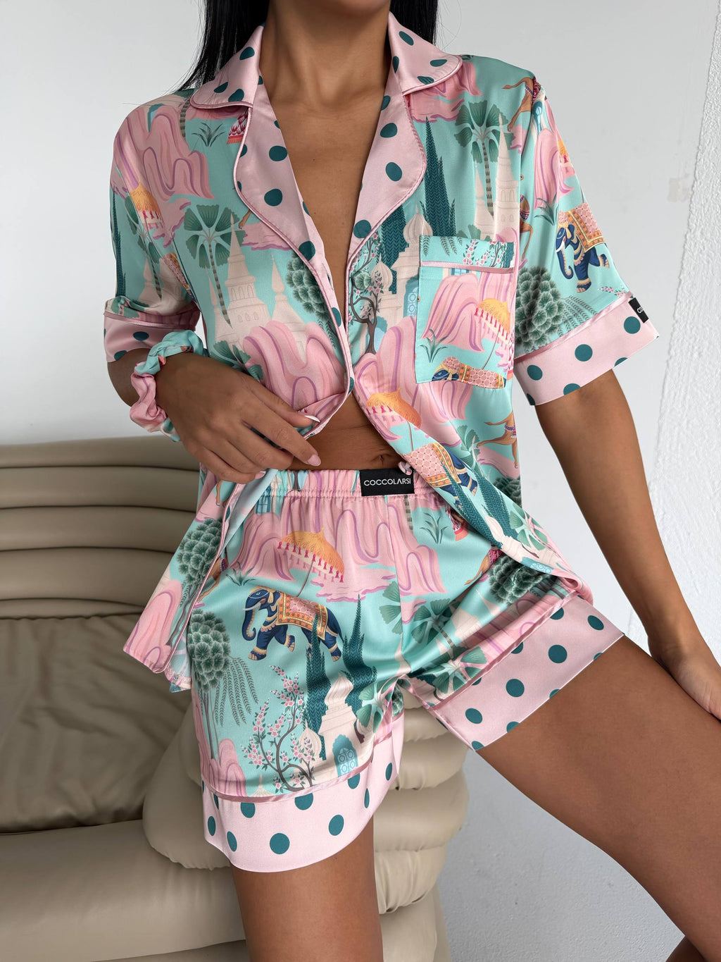 4 Parça Premium Saten Pijama Seti | Toka & Bandana Dahil ✨