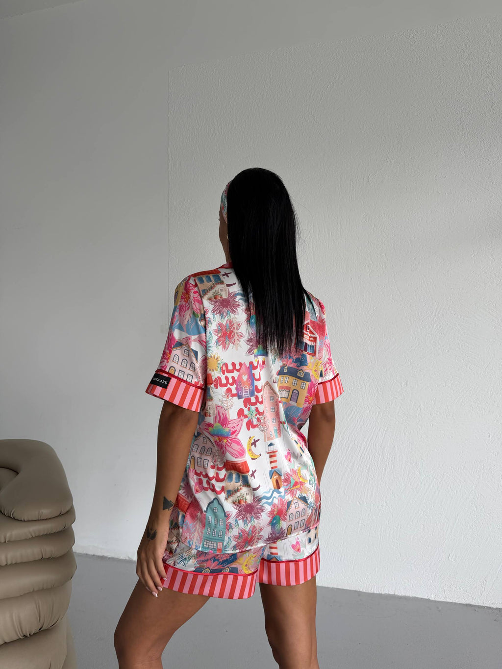 4 Parça Premium Saten Pijama Seti | Toka & Bandana Dahil ✨