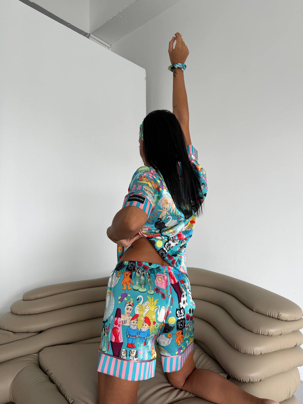4 Parça Premium Saten Pijama Seti | Toka & Bandana Dahil ✨