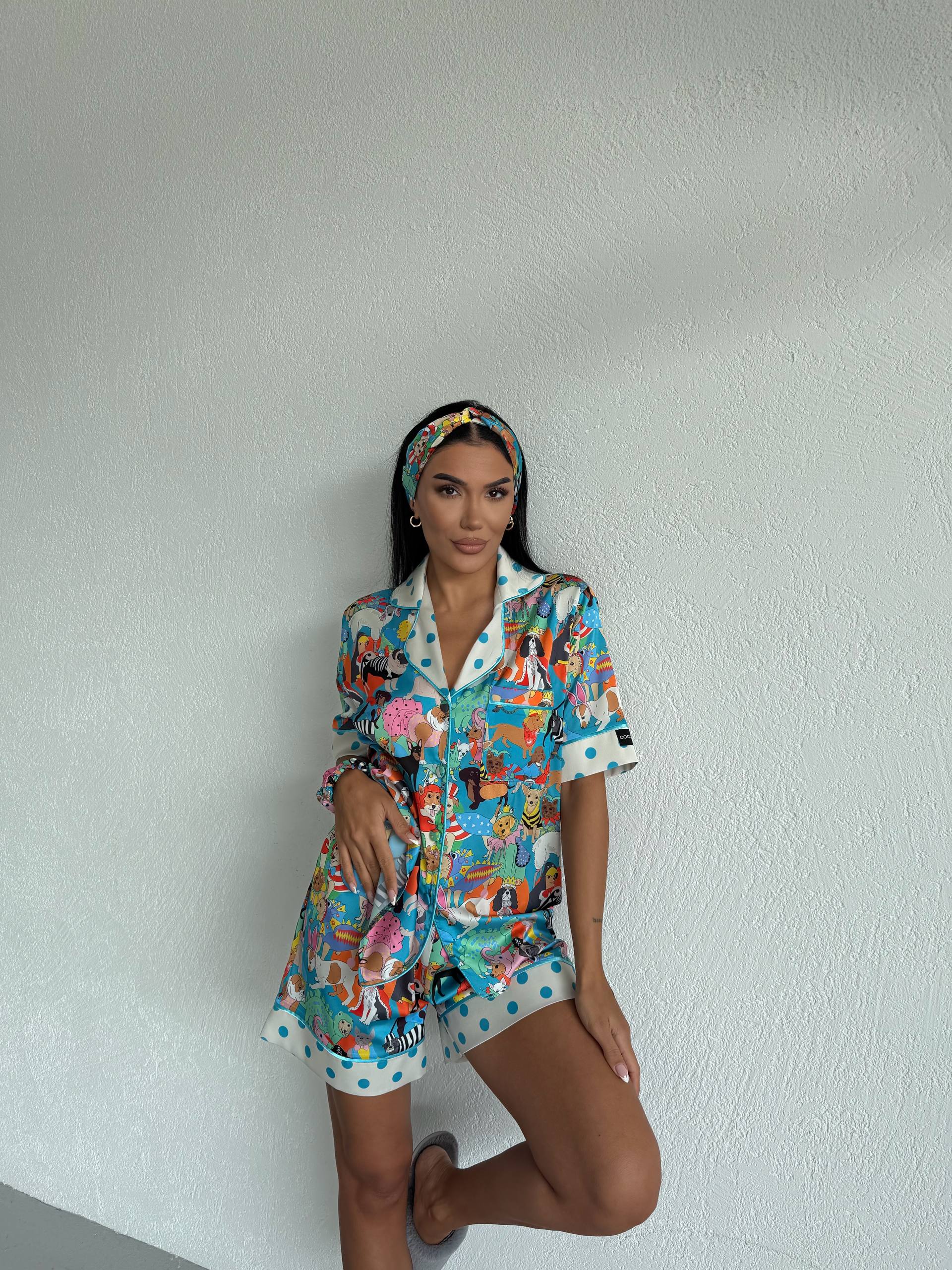 4 Parça Premium Saten Pijama Seti | Toka & Bandana Dahil ✨
