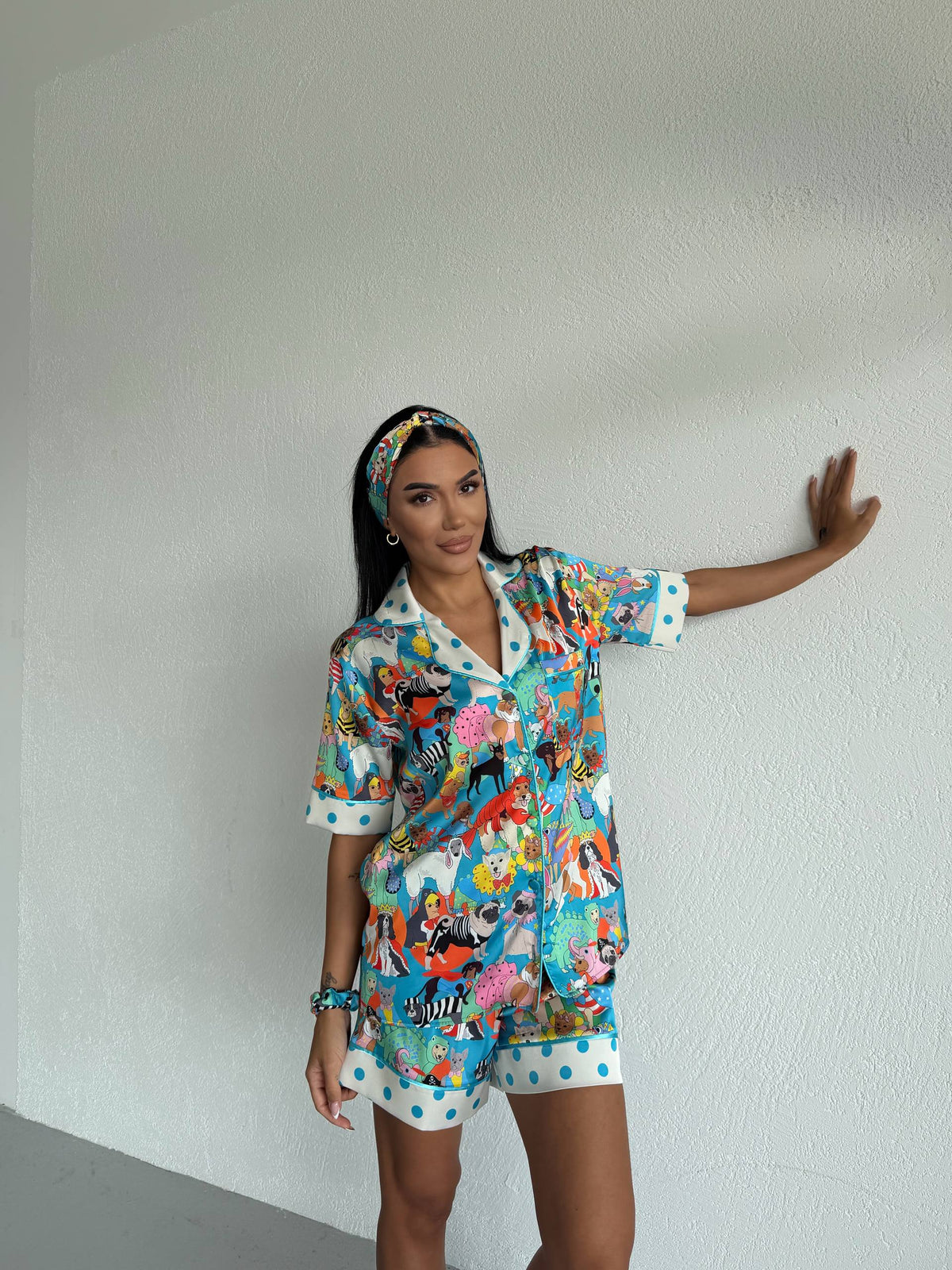 4 Parça Premium Saten Pijama Seti | Toka & Bandana Dahil ✨