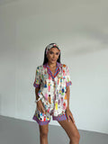 4 Parça Premium Saten Pijama Seti | Toka & Bandana Dahil ✨