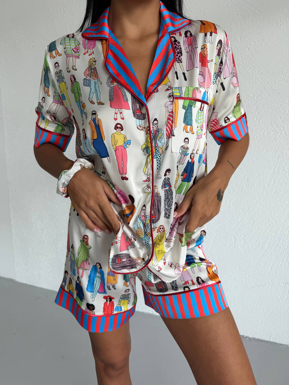 4 Parça Premium Saten Pijama Seti | Toka & Bandana Dahil ✨