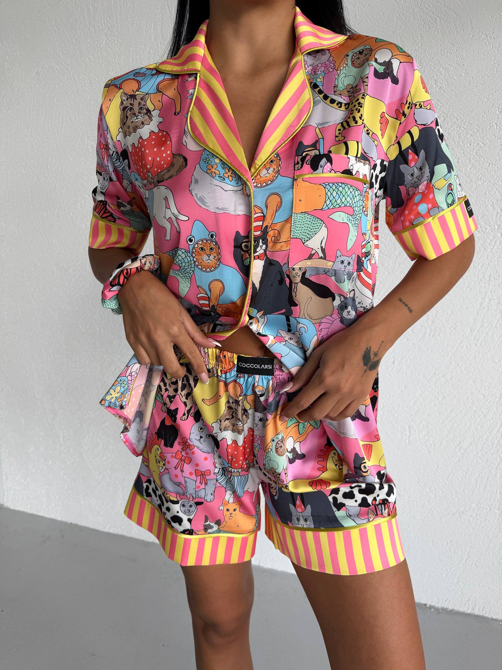 4 Parça Premium Saten Pijama Seti | Toka & Bandana Dahil ✨