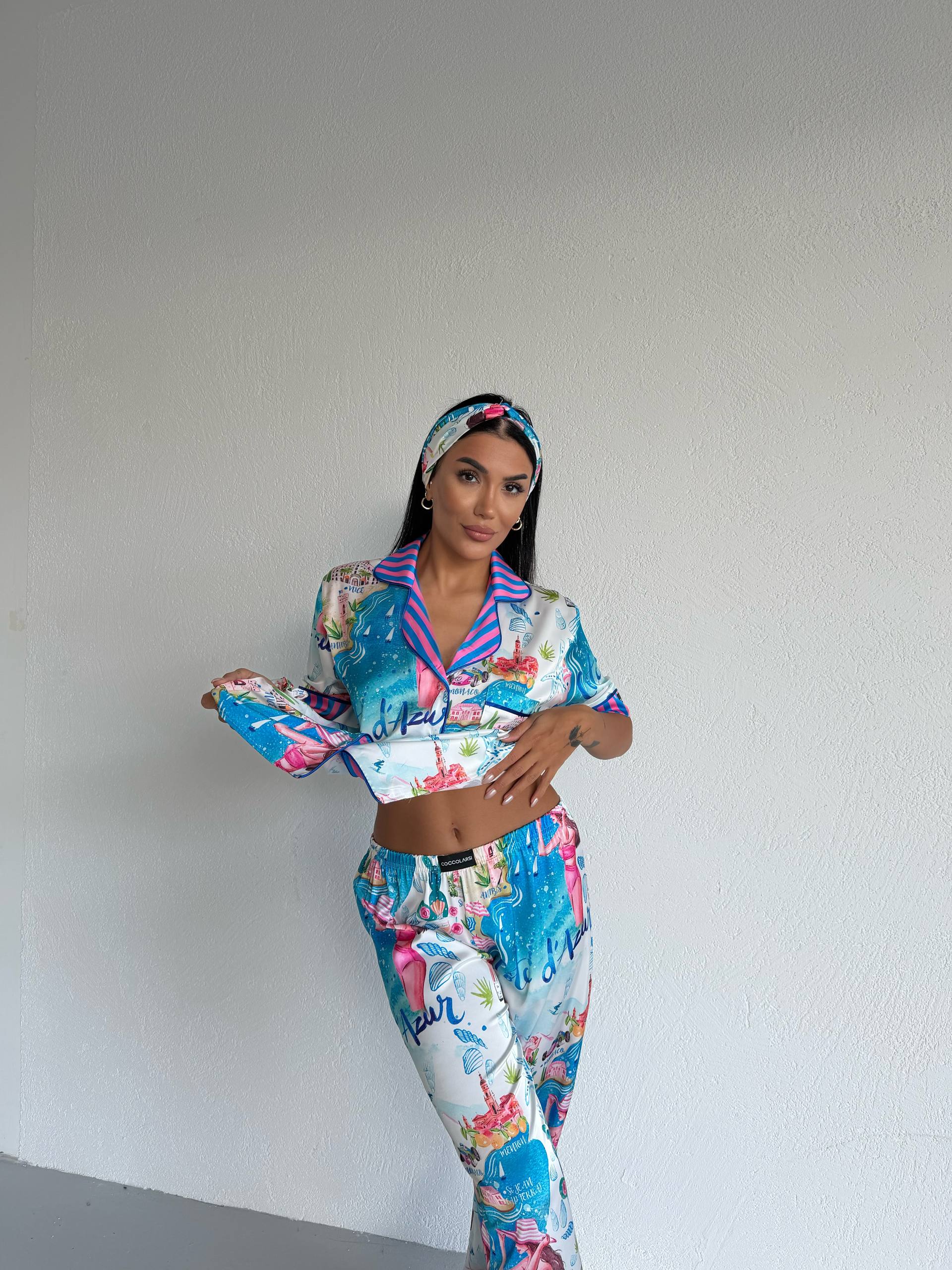 4 Parça Premium Saten Pijama Seti | Toka & Bandana Dahil ✨