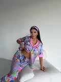 4 Parça Premium Saten Pijama Seti | Toka & Bandana Dahil ✨
