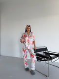 4 Parça Premium Saten Pijama Seti | Toka & Bandana Dahil ✨