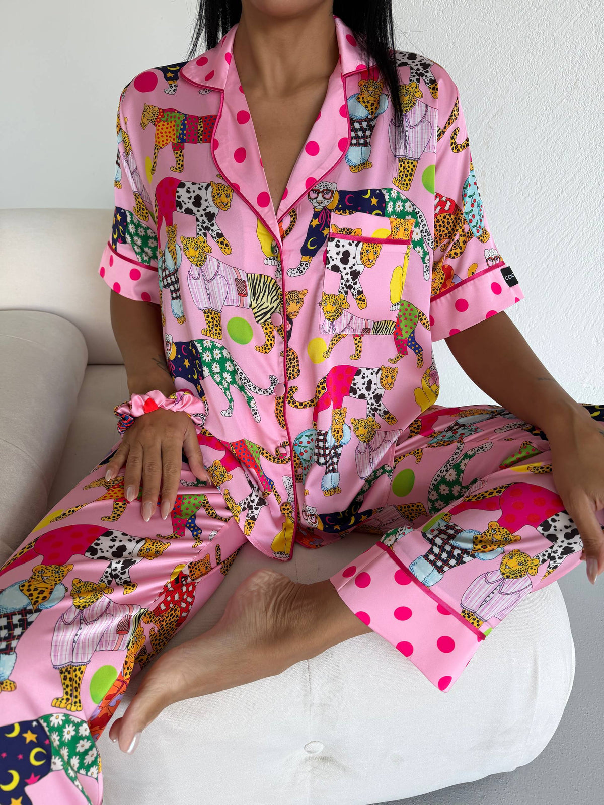 4 Parça Premium Saten Pijama Seti | Toka & Bandana Dahil ✨