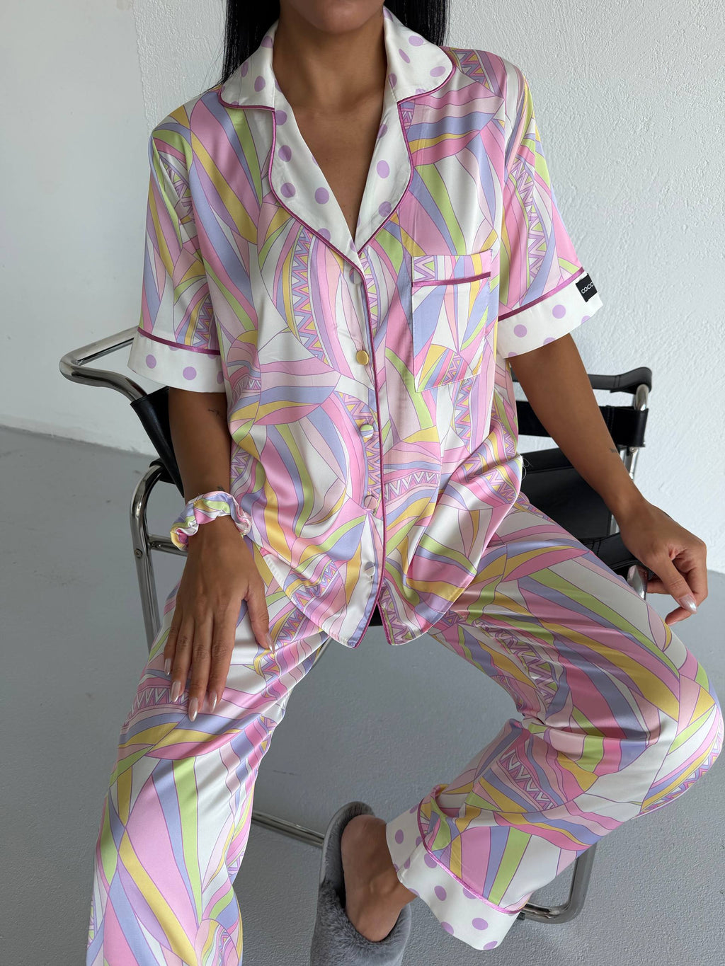 4 Parça Premium Saten Pijama Seti | Toka & Bandana Dahil ✨