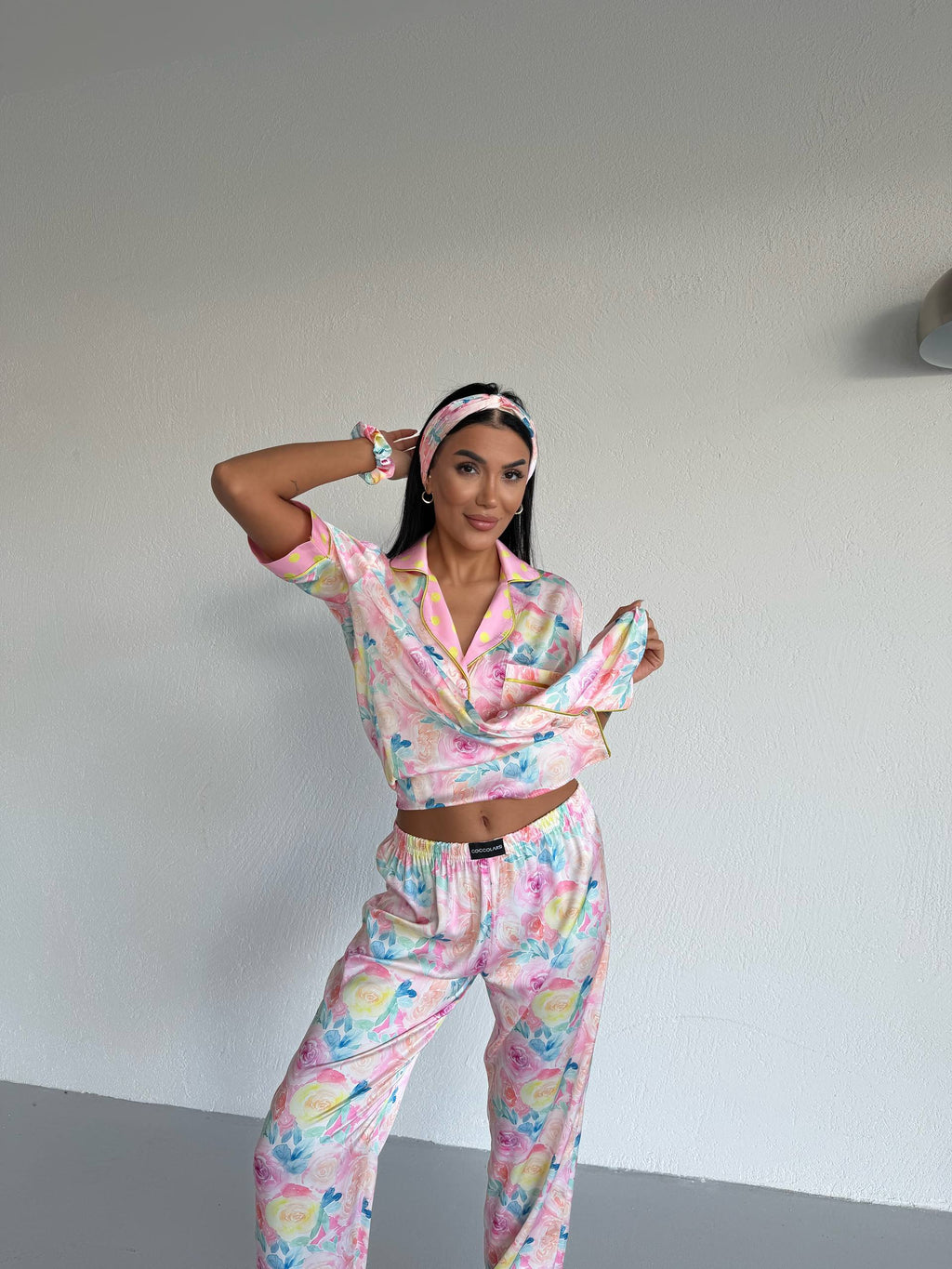 4 Parça Premium Saten Pijama Seti | Toka & Bandana Dahil ✨