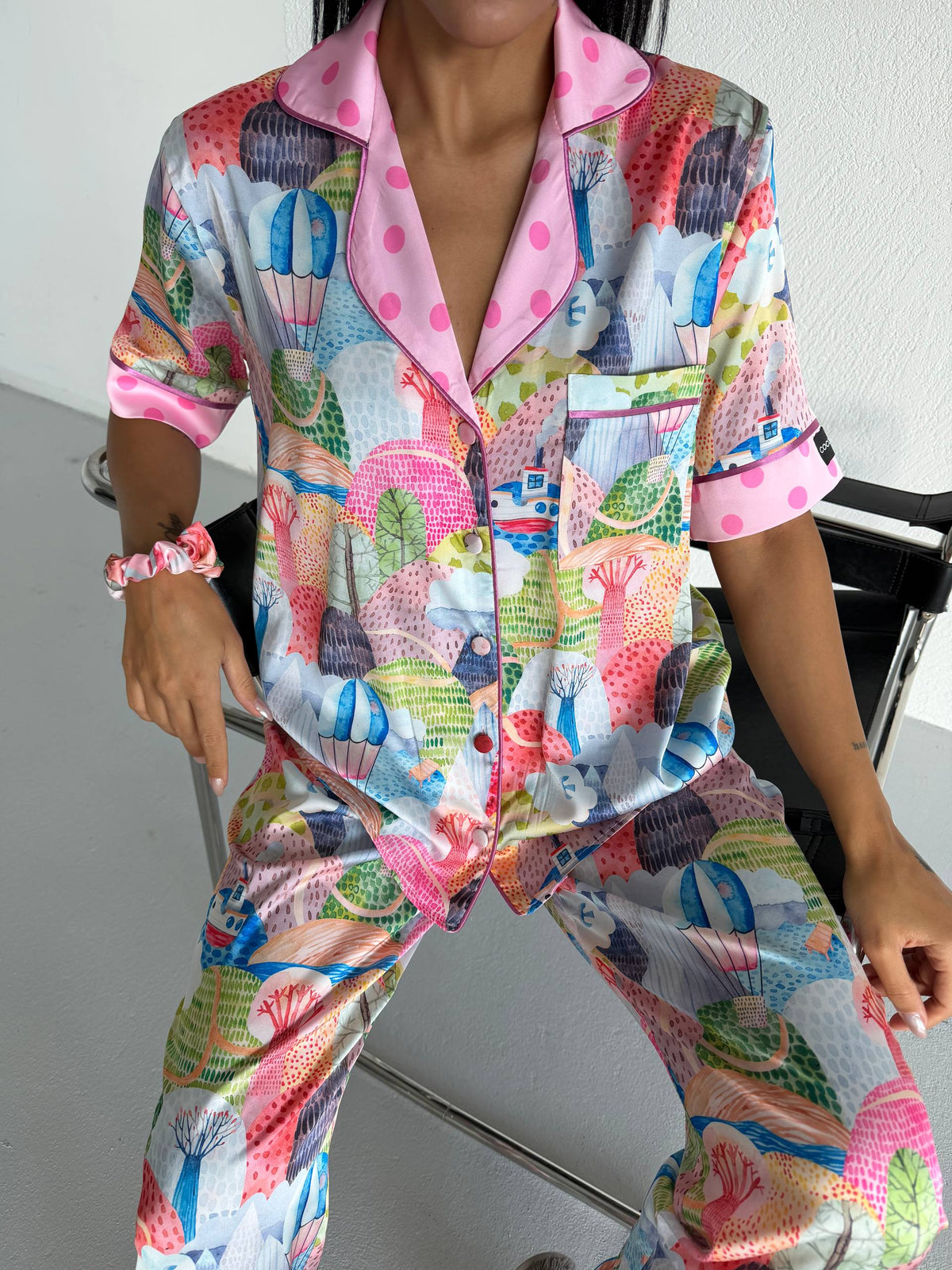 4 Parça Premium Saten Pijama Seti | Toka & Bandana Dahil ✨