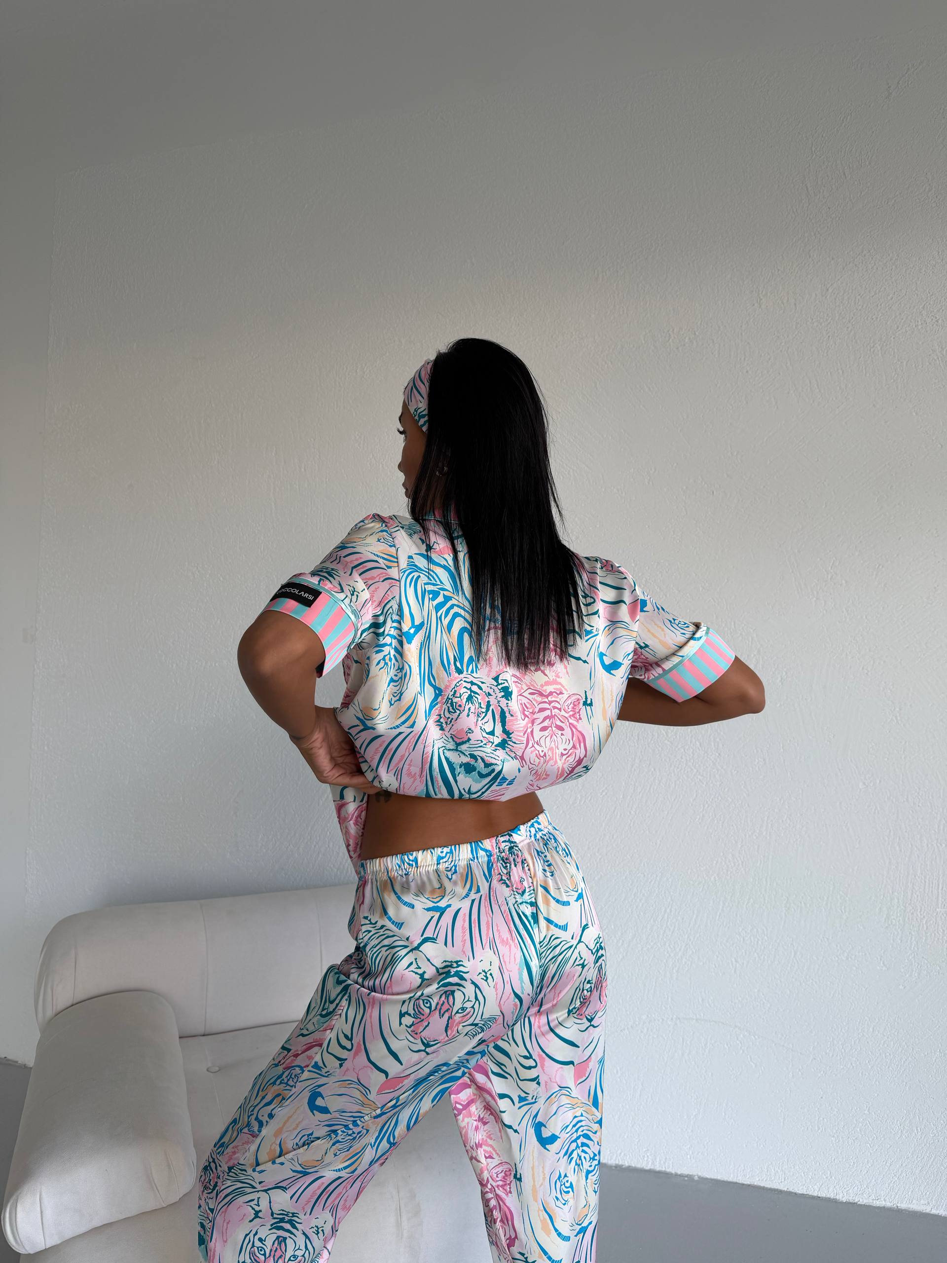 4 Parça Premium Saten Pijama Seti | Toka & Bandana Dahil ✨