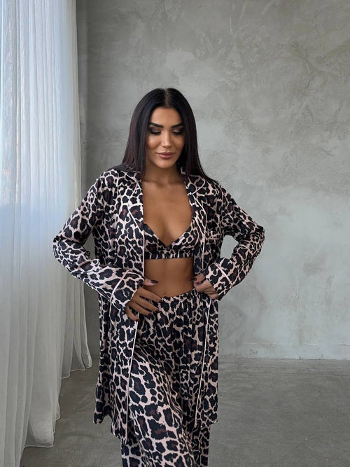 4 Parça Premium Saten Pijama Seti | Büstiyer & Toka  Dahil ✨