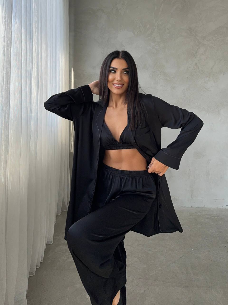 4 Parça Premium Saten Pijama Seti | Büstiyer & Toka Dahil ✨