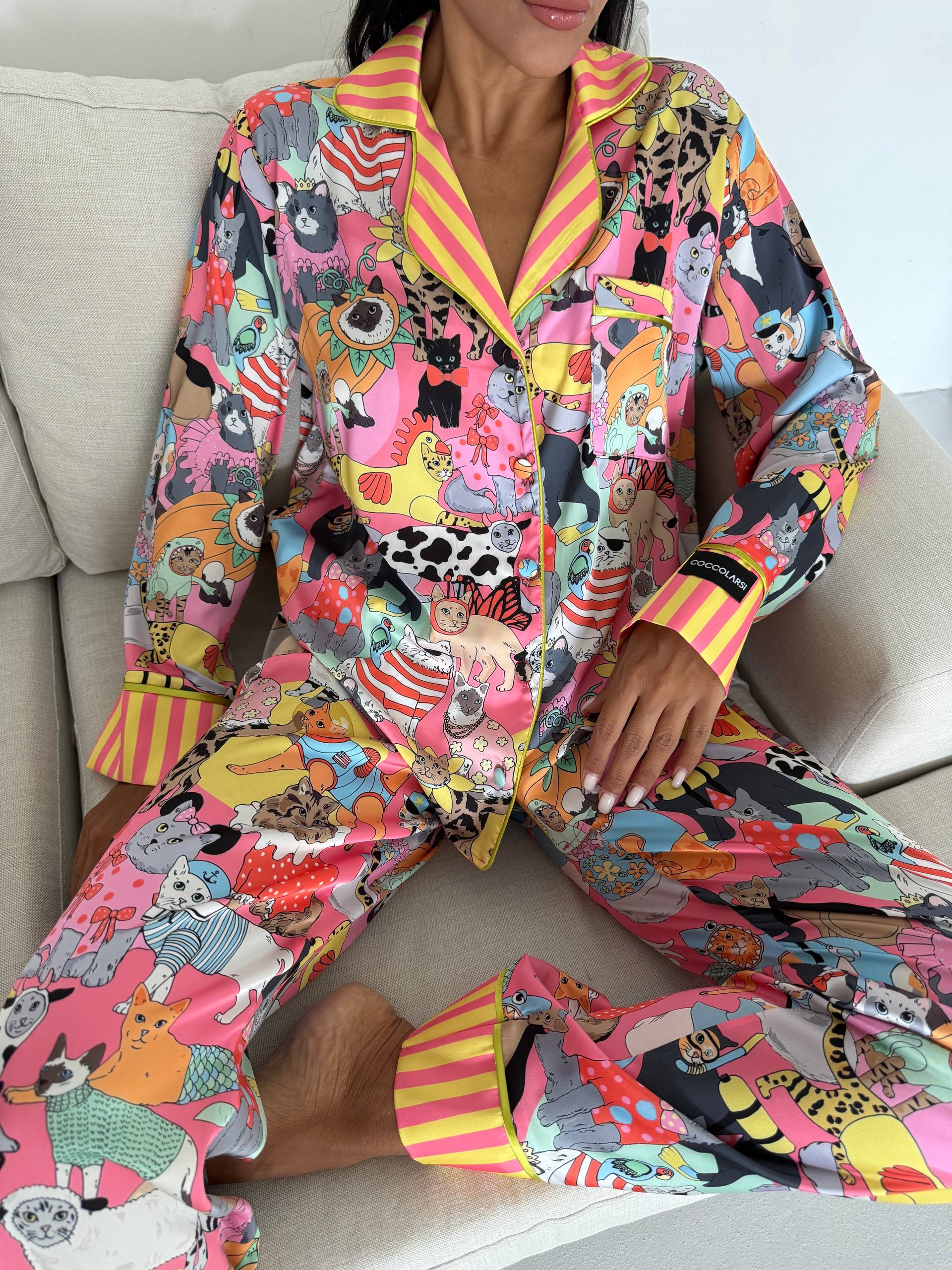 4 Parça Premium Saten Pijama Seti | Toka & Bandana Dahil ✨