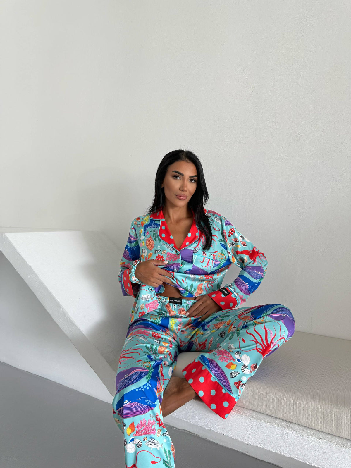 4 Parça Premium Saten Pijama Seti | Toka & Bandana Dahil ✨