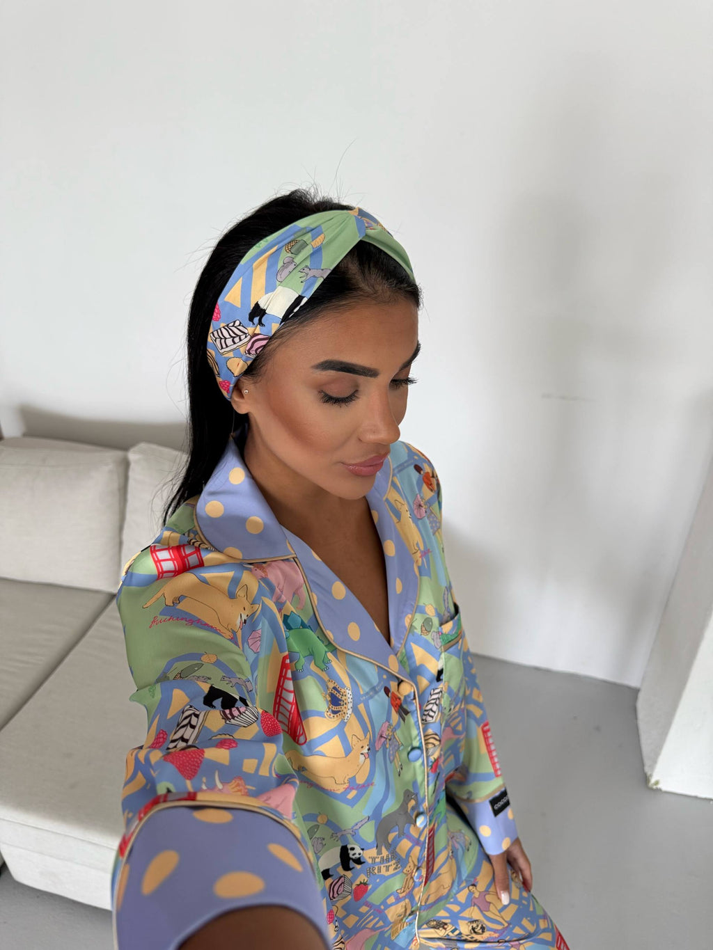 4 Parça Premium Saten Pijama Seti | Toka & Bandana Dahil ✨