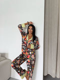 4 Parça Premium Saten Pijama Seti | Toka & Bandana Dahil ✨