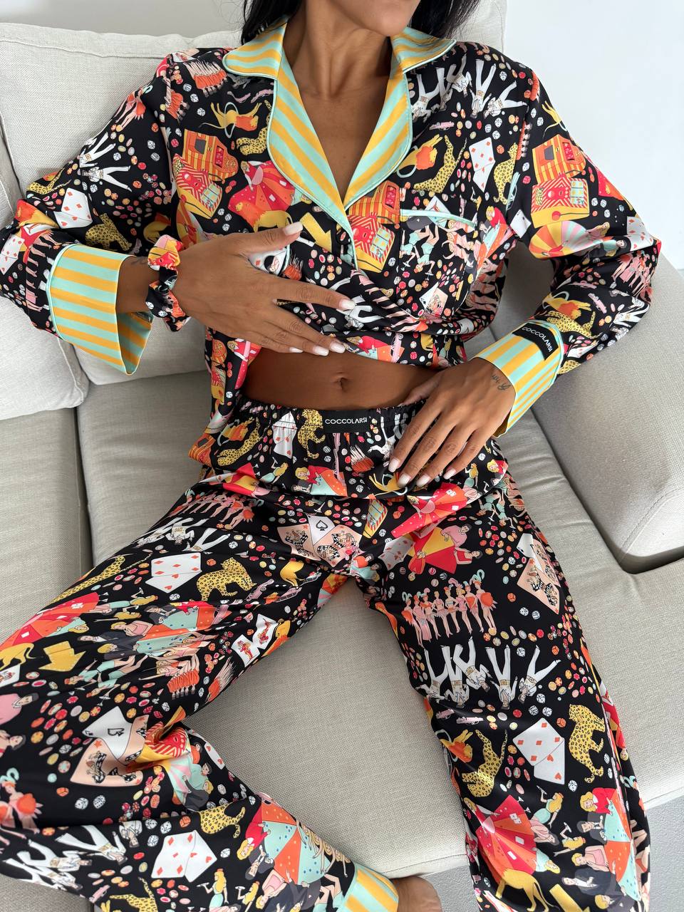 4 Parça Premium Saten Pijama Seti | Toka & Bandana Dahil ✨
