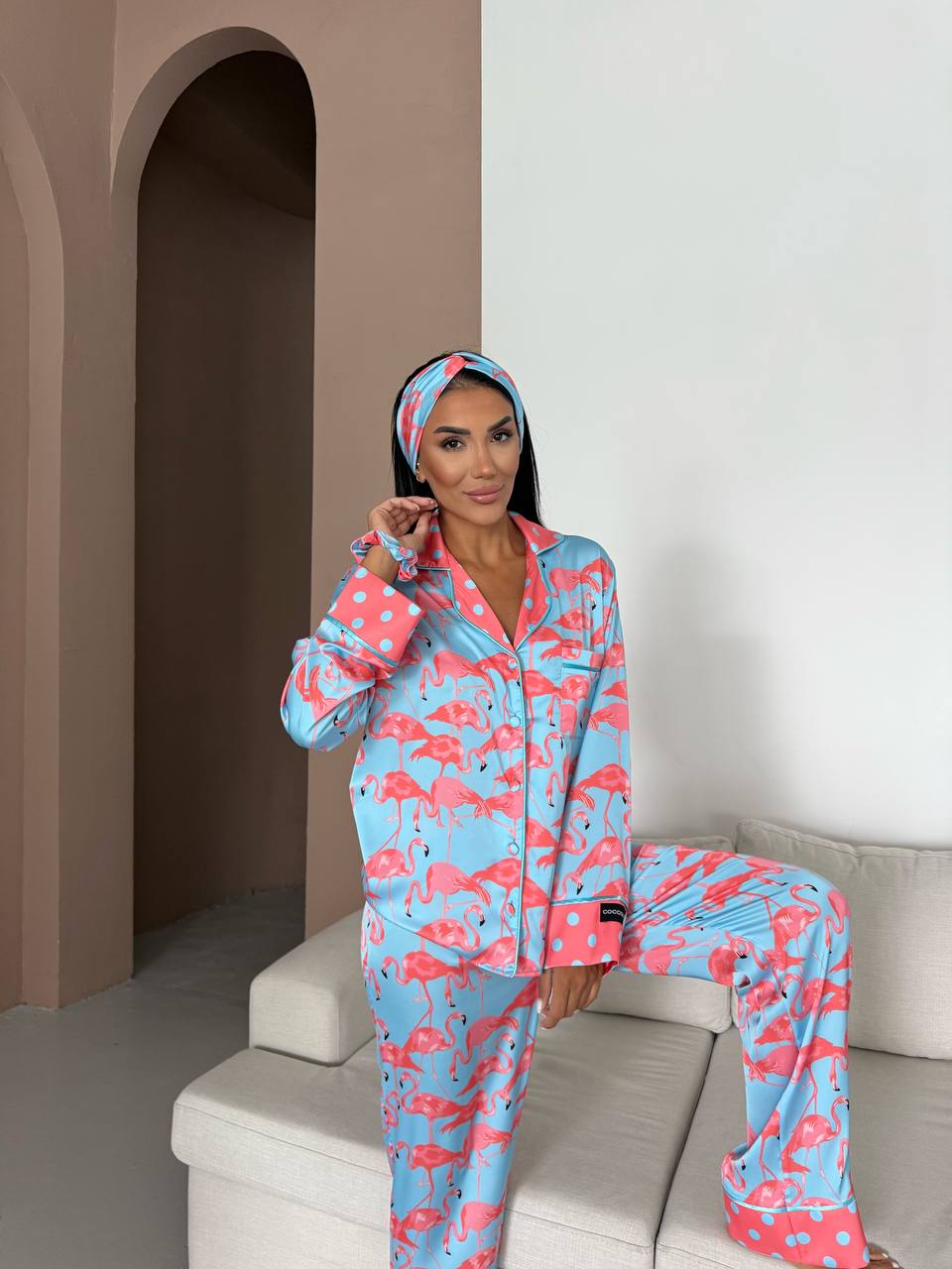 4 Parça Premium Saten Pijama Seti | Toka & Bandana Dahil ✨