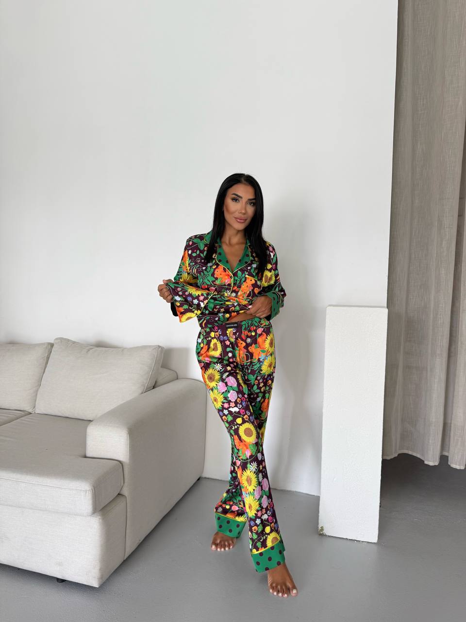 4 Parça Premium Saten Pijama Seti | Toka & Bandana Dahil ✨