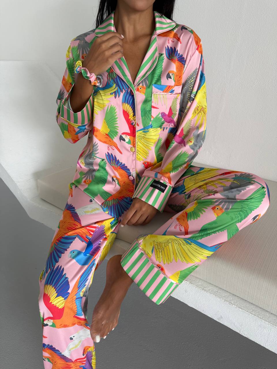 4 Parça Premium Saten Pijama Seti | Toka & Bandana Dahil ✨