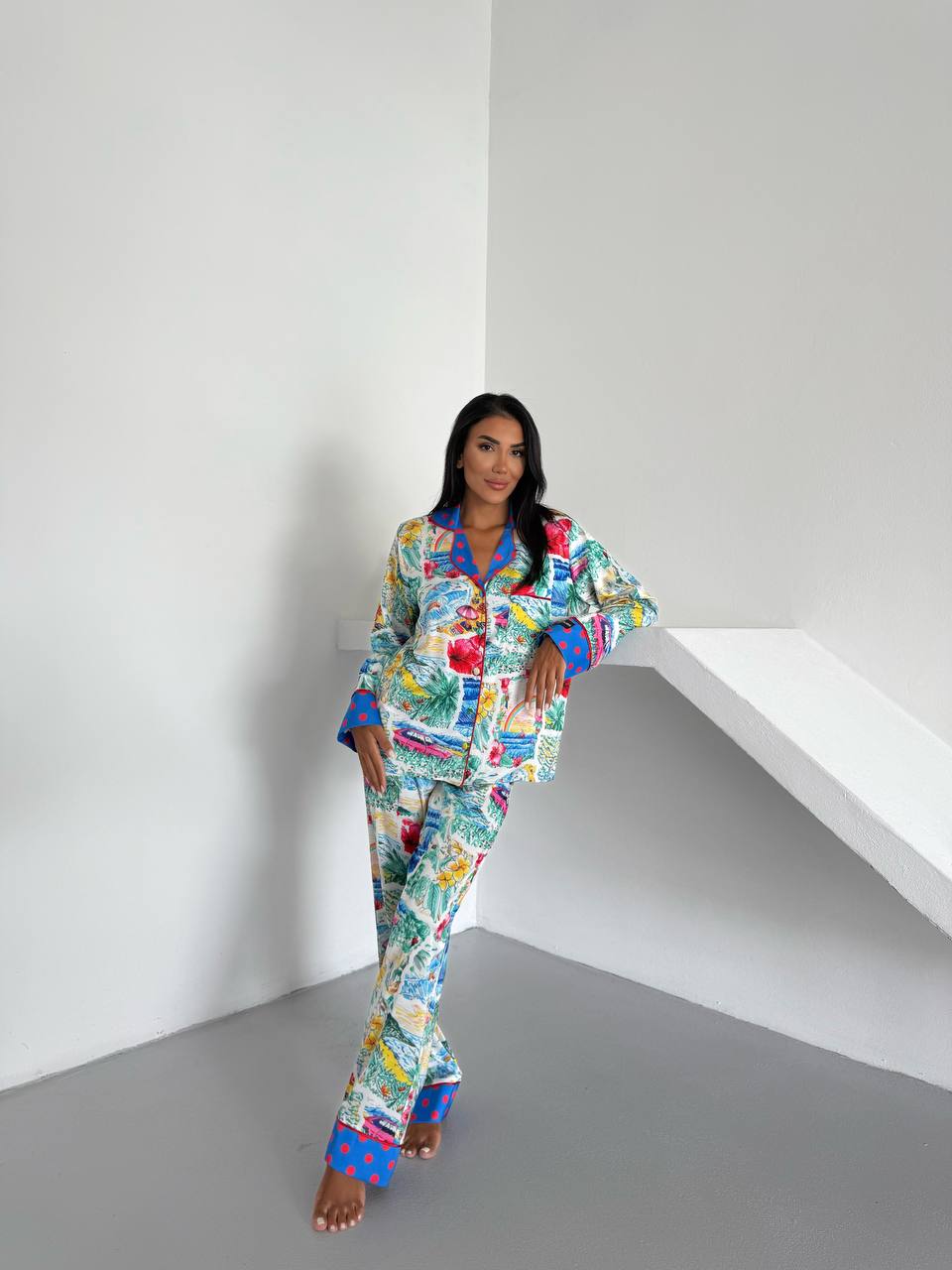 4 Parça Premium Saten Pijama Seti | Toka & Bandana Dahil ✨