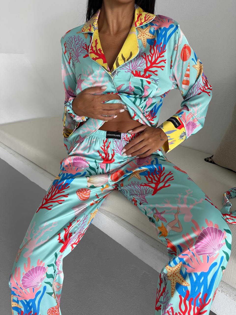 4 Parça Premium Saten Pijama Seti | Toka & Bandana Dahil ✨