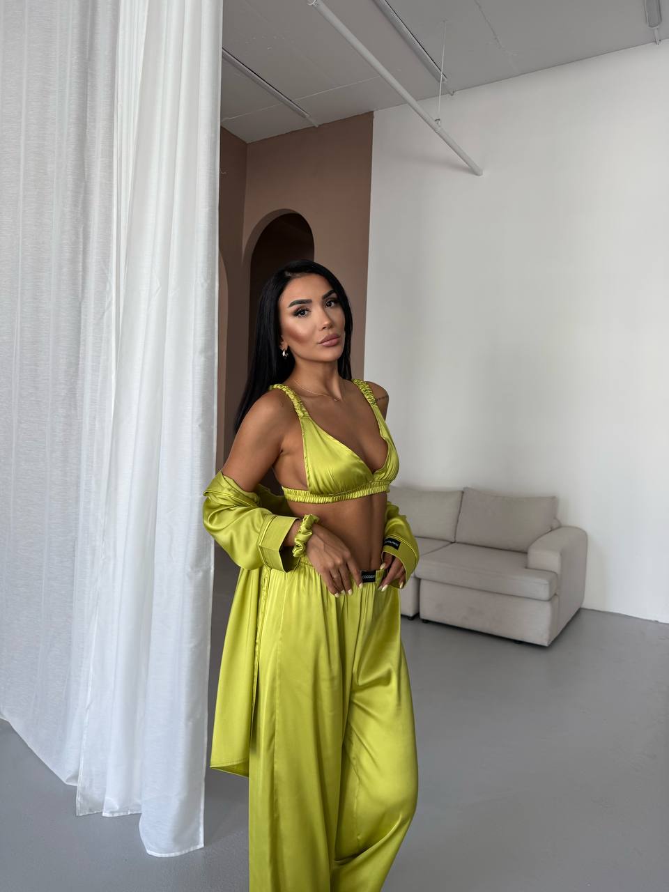 4 Parça Premium Saten Pijama Seti | Büstiyer & Toka Dahil ✨
