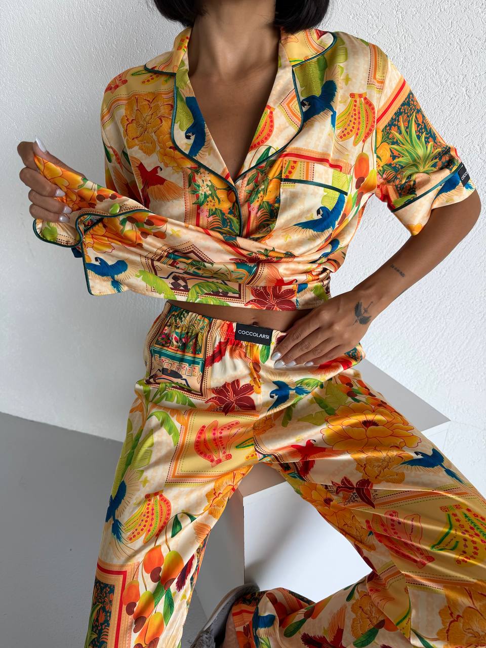 4 Parça Premium Saten Pijama Seti | Toka & Bandana Dahil ✨