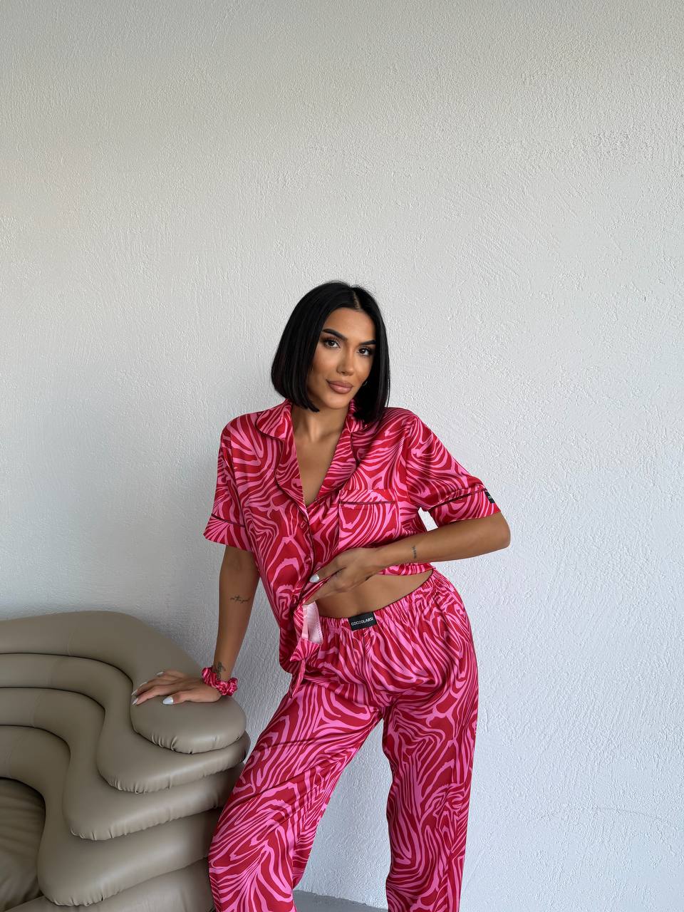 4 Parça Premium Saten Pijama Seti | Toka & Bandana Dahil ✨