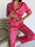 4 Parça Premium Saten Pijama Seti | Toka & Bandana Dahil ✨