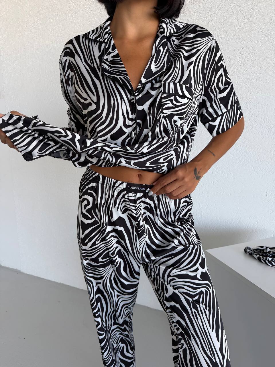 4 Parça Premium Saten Pijama Seti | Toka & Bandana Dahil ✨