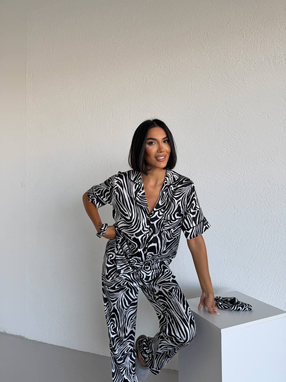 4 Parça Premium Saten Pijama Seti | Toka & Bandana Dahil ✨
