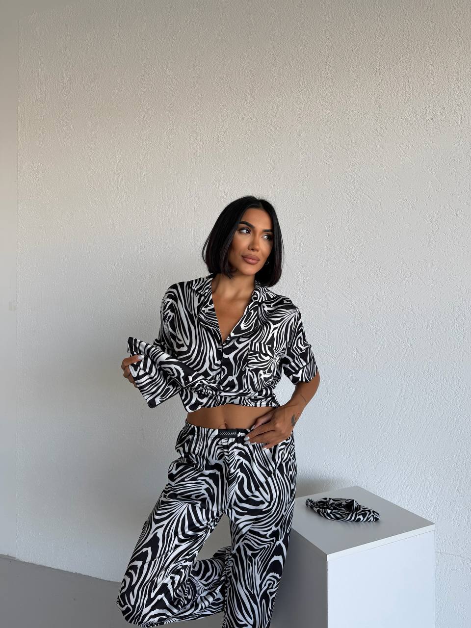 4 Parça Premium Saten Pijama Seti | Toka & Bandana Dahil ✨