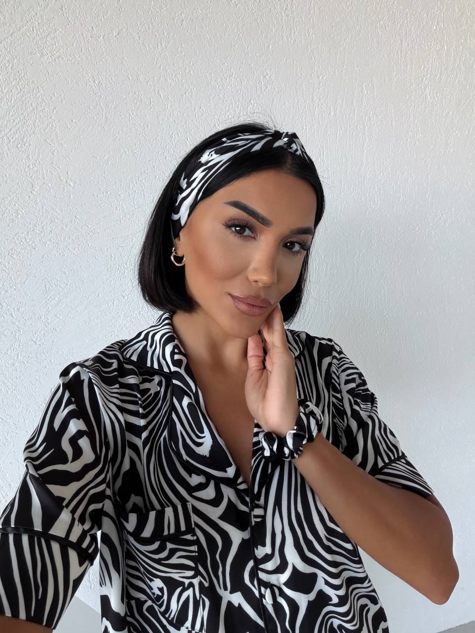 4 Parça Premium Saten Pijama Seti | Toka & Bandana Dahil ✨