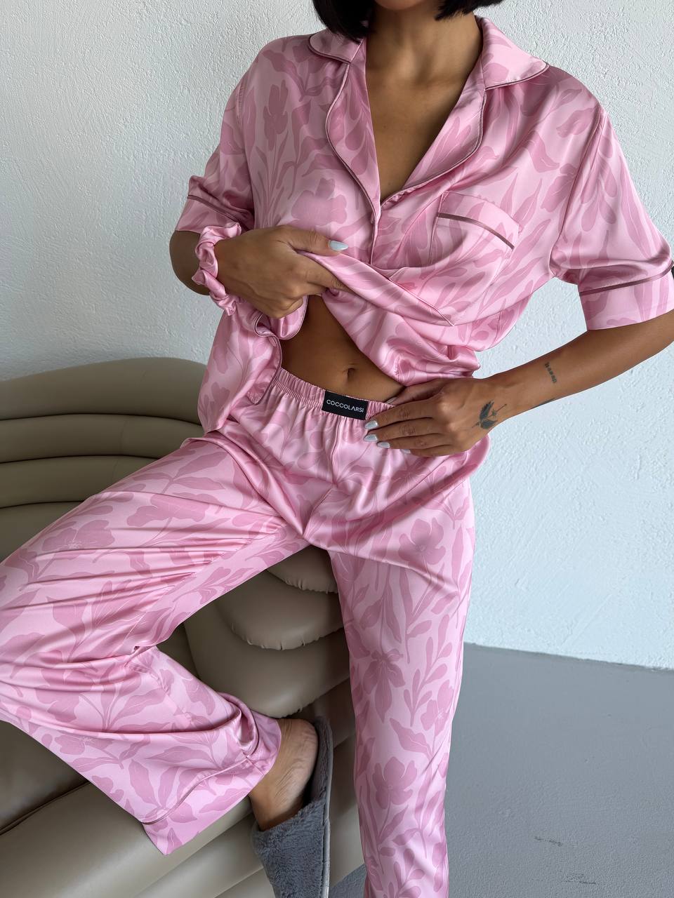 4 Parça Premium Saten Pijama Seti | Toka & Bandana Dahil ✨