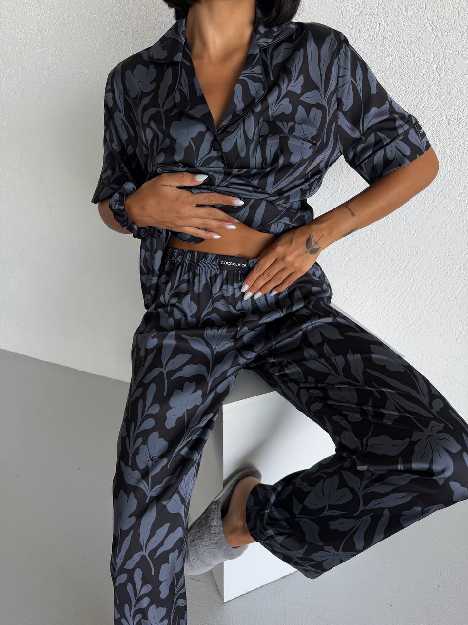 4 Parça Premium Saten Pijama Seti | Toka & Bandana Dahil ✨