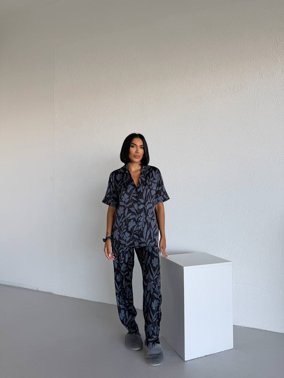 4 Parça Premium Saten Pijama Seti | Toka & Bandana Dahil ✨